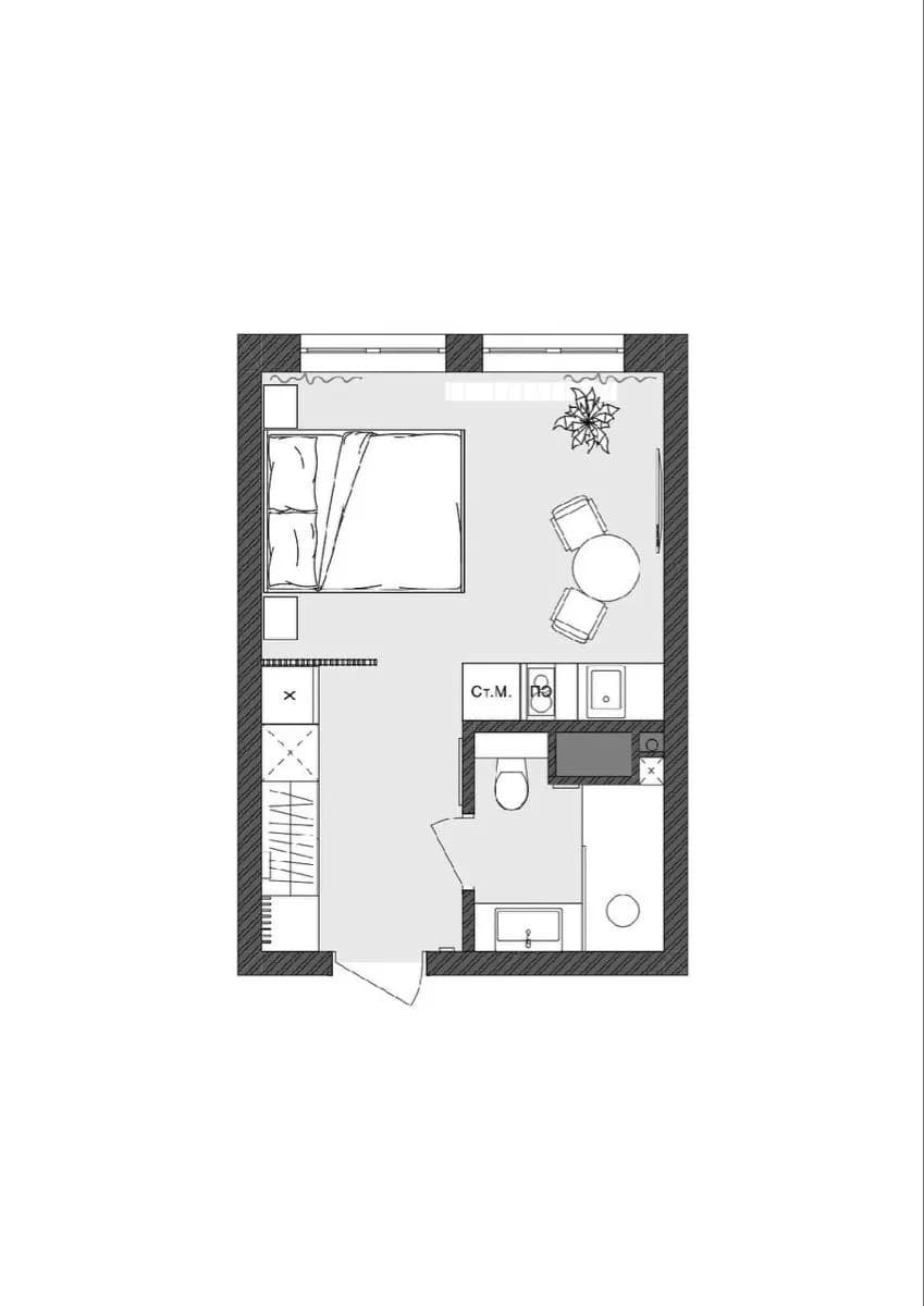 CAD floor plan of the apartment