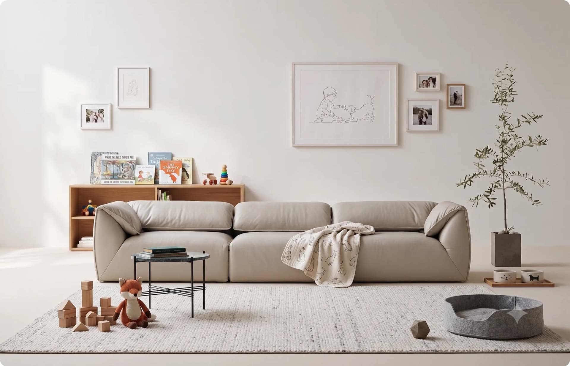 Living room render with added furniture
